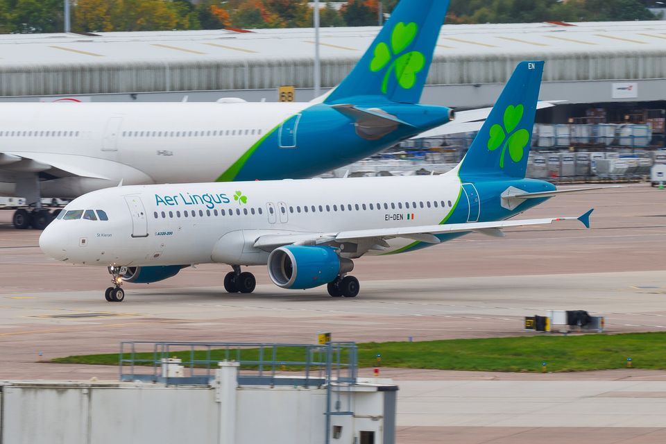 An Aer Lingus jet at Manchester Airport. Photo: Getty